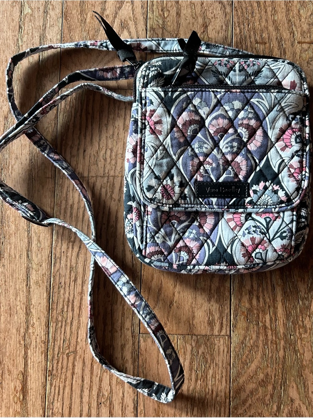 Vera Bradley Quilted Floral Mini Crossbody in Pink, Blue and Gray